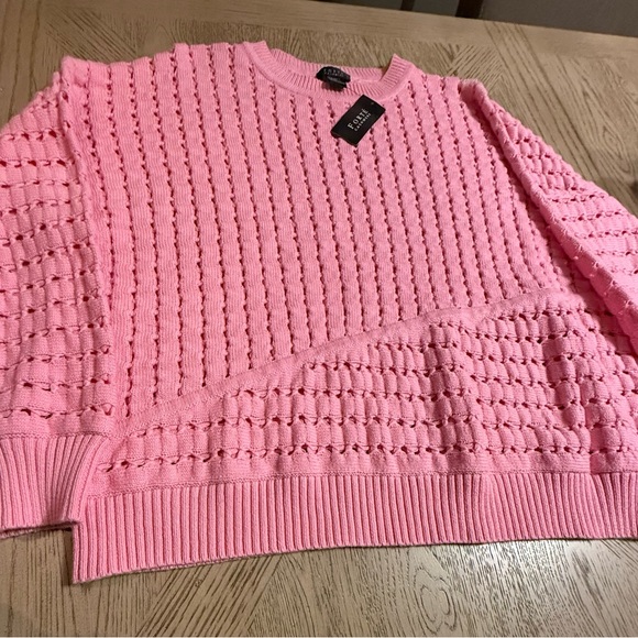 Forte cashmere Pink Textured Crew Neck Sweater size XL NWT - Picture 2 of 8